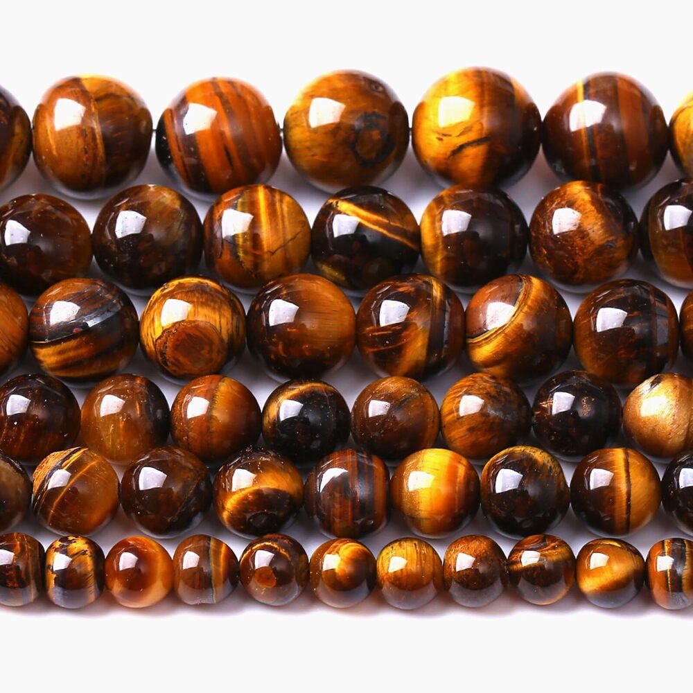 3790 10MM Natural Iron Yellow Tiger Eye Stone Energy Healing Beads Round